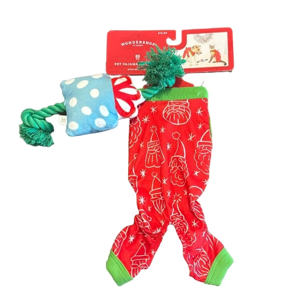 Wonder Shop Pet Holiday Pajamas & Toy Set XS Fits Up To 10LBS